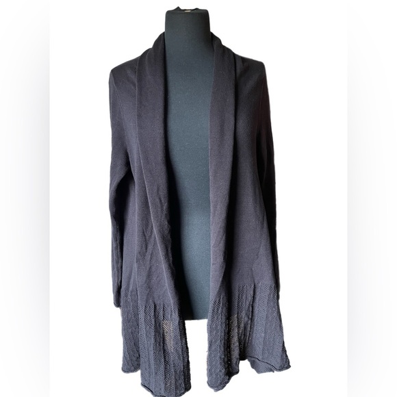 Catherine Malandrino Black Open Front Cotton Cardigan Size M - Picture 1 of 6